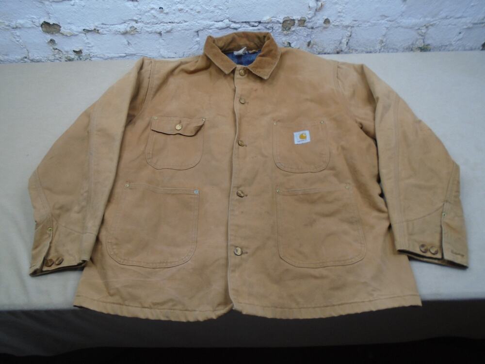 Vintage 1980-1990's Carhartt Brown Blanket Lined Canvas Chore Barn Jacket XL